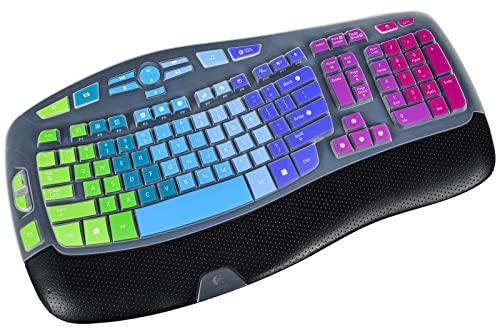 K350 Mk550 Mk570 Logitech Keyboard Cover Silicone, Keyboard Cover For Logitech K350 Mk550 Mk570 Ergonomic Wireless Keyboards, Logitech Keyboard Skin Waterproof Dustproof (Rainbow Color) #TOP11