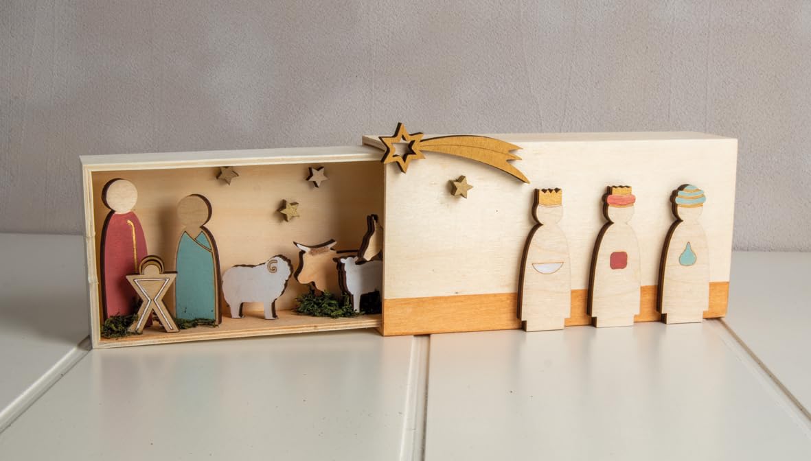 Rayher Santons en bois p. crèche de noël 3D 1-7,5cm, 6mm 12pc nature, 64538505