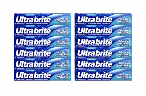 Ultra Brite Advanced Whitening Anticavity Fluoride Toothpaste Clean Mint Flavor 6 oz. (Pack of 12)