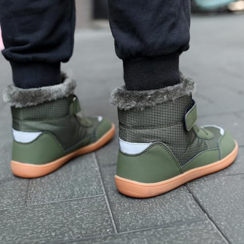 Boys Girls Toddler Barefoot Winter Boots with Wide Toe Box Slip R𝐞sistant W𝐚terproof Z𝐞ro Drop Sole Ankle Snow Boots2