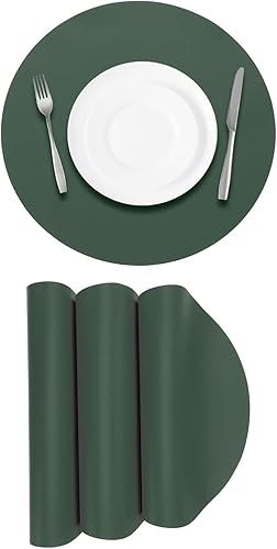 Miniatura 16 de Uxcell 4 manteles individuales de piel sintética para mesa de comedor, manteles redondos de piel sintética, resistentes al calor, impermeables, a