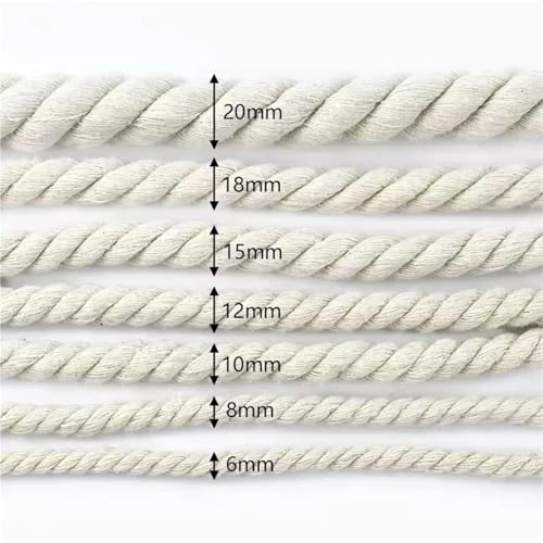Cordon algodon torcido beige 8mm para manualidades de macramé y cuerda de 10 metros 5