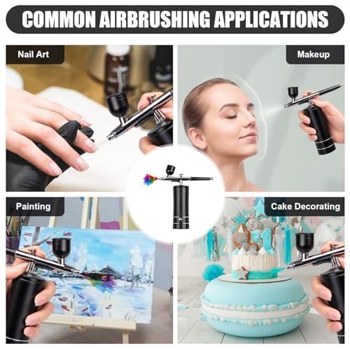 Esakoya Airbrush Kit Rechargeable Cordless Airbrush Compressor, Non-Clogging High-Pressure Air Brush Set with 0.3mm Nozzle and Cleaning Brush Set for Makeup, Barber, Nail Art, Cake Decor - Image 7