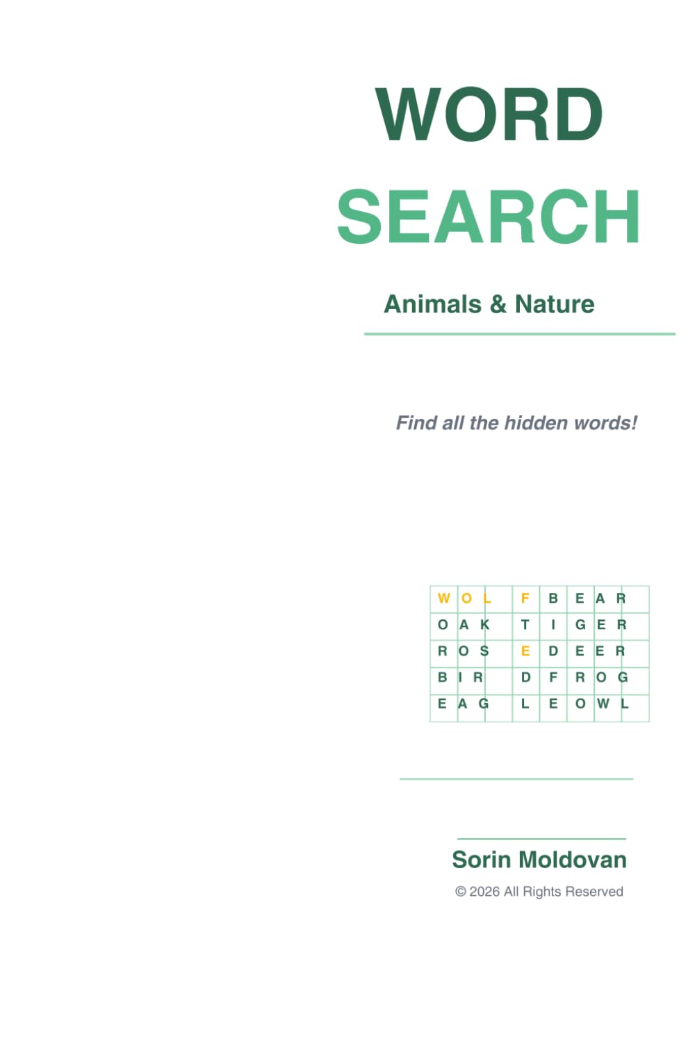 WORD SEARCH ANIMALS & NATURE