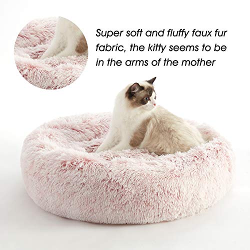 Calming Dog Bed & Cat Bed, Anti-Anxiety Donut Dog Cuddler Bed, Warming Cozy Soft Dog Round Bed, Fluffy Faux Fur Plush… - Image 4