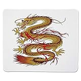 Yanteng Gaming Mouse Pad Dragón japonés, Borde Rojo Cosido a la Mostaza