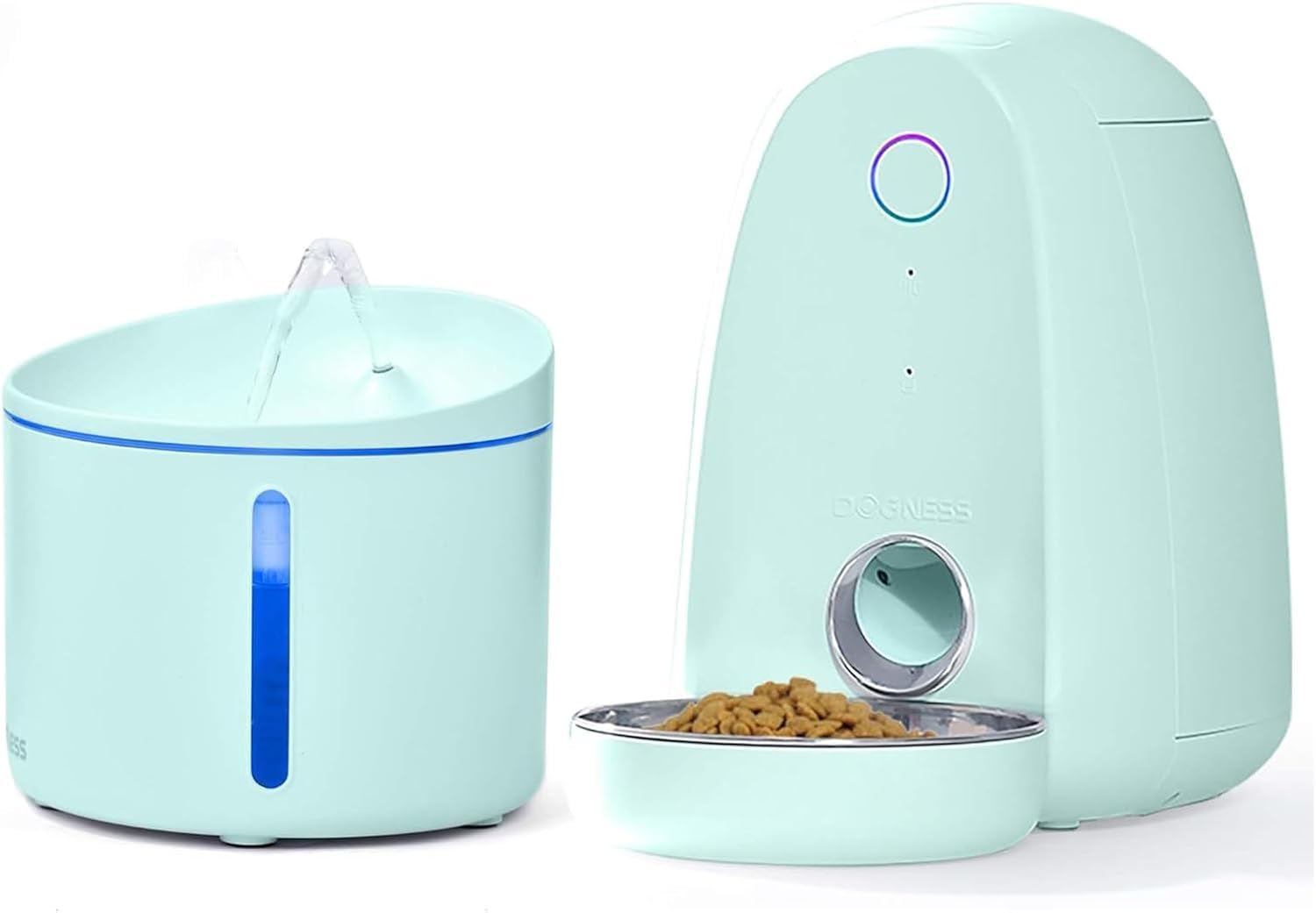 Cat Feeder and Water Dispenser, Automatic Cat Feeder with app and Water Dispenser in Set 2 Packs for Small Medium Pets Puppy Kitten Green