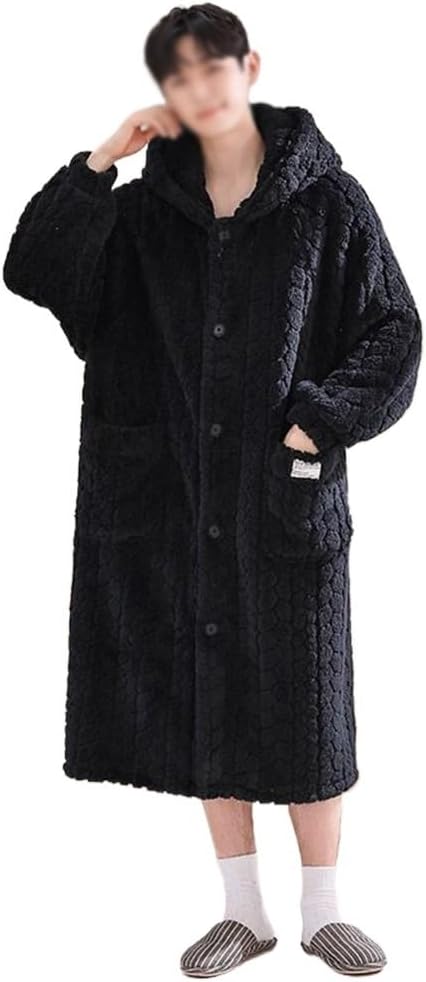 Pajama Women's Autumn And Winter Thickened Bathrobe Men's Pajama Medium Length Home Clothing Set