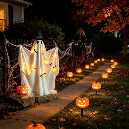 Decoración de Halloween de pie de 150 cm con cadena de luces para exterior 4