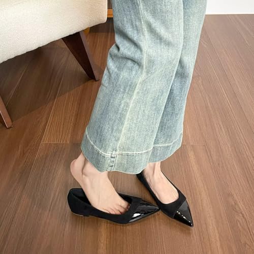 ChaiRong Zhou Women Pointed Toe Suede Slip on Casual Dress Office Driving Shoes4