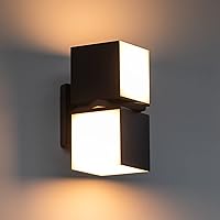 Vista 9 de LUTEC Cuba 3000K 1100LM LED Integrado Porche Pared Luz Exterior e Interior Dormitorio LED Pared Farol Sconce-Negro