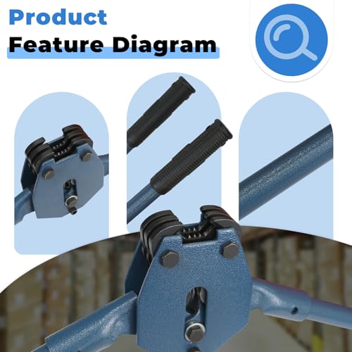 Image of Strapping Sealer /Crimper for 1 /2 inch-3 /4 inch Polypropylene (PP) Polyester Strapping Band Manual Banding Tool with 20.5 inch Extended Handle (Blue)