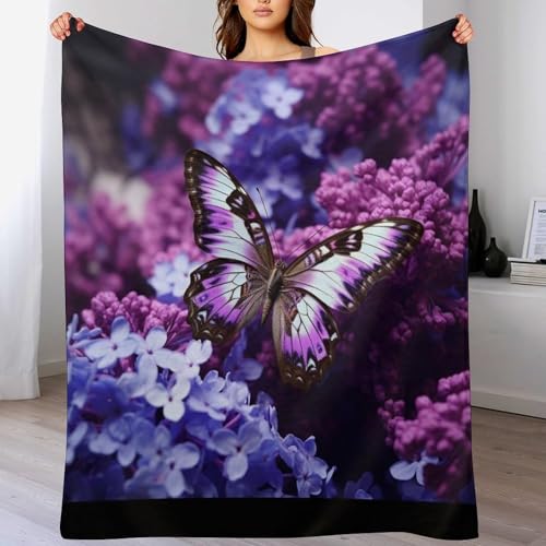 Couverture papillon 3D en flannel pour cocooning sur canapé