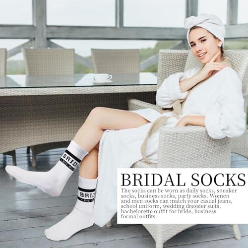 Image of Bride Socks for Bridal Shower Gifts, 2025 Women Bridesmaid Gifts for Wedding Day - Soft White Bride To Be Socks - Bachelorette Party Favors Decorations (BRIDE EST 2025)