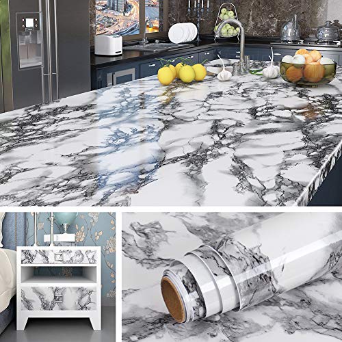 Cheapest 🛒 Livelynine 197 x 36 Inch Wide Marble Contact Paper for Countertops Table Top Desk Cover Self Adhesive Kitchen Wallpaper Peel and Stick Countertops Marble Removable Waterproof