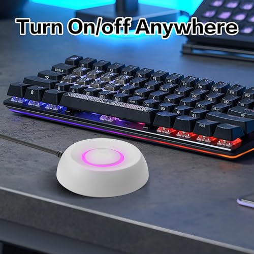 Image of YAODHAOD PC Power Button Desktop, Desktop Computer External Power Switch,PC Power Supply Button SW Extension for Computer Motherboard-2M (White)