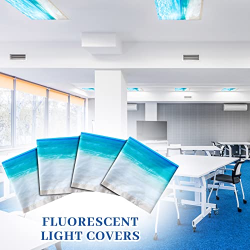 Image of Hortsun 4 Pack 4 x 2 Feet Fluorescent Light Covers, Magnetic Light Filters for Classroom Ceiling, Decorative Lights Shade for Office Home Hospital(Beach in Sunny Day)