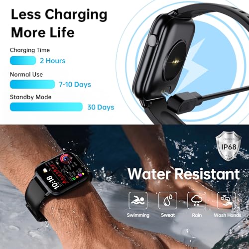 Image of Smart Watch for Men Women, 1.83 inch HD Touchscreen Fitness Tracker, Bluetooth Notifications /Calls, IP68 Waterproof, 100+ Sport Modes, 24 /7 Heart Rate & Sleep Monitor for iPhone Android iOS