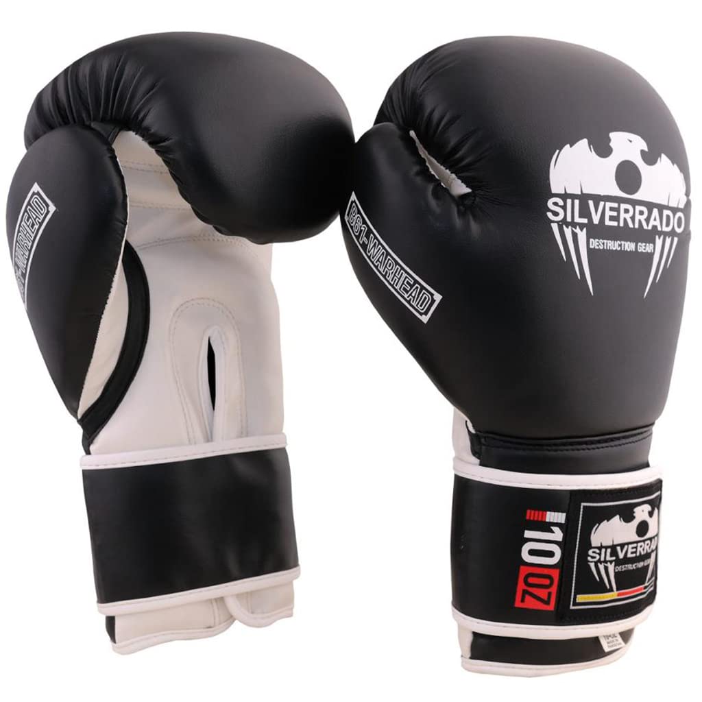 Boxhandschuhe für Männer/Frauen, Kinder, Muay Thai, Sparring, Kickboxhandschuhe für MMA, Kampfsporttraining und Schlaghandschuhe, 4 6 8 10 12 14 16 oz (Schwarz/Weiß, 12 OZ)