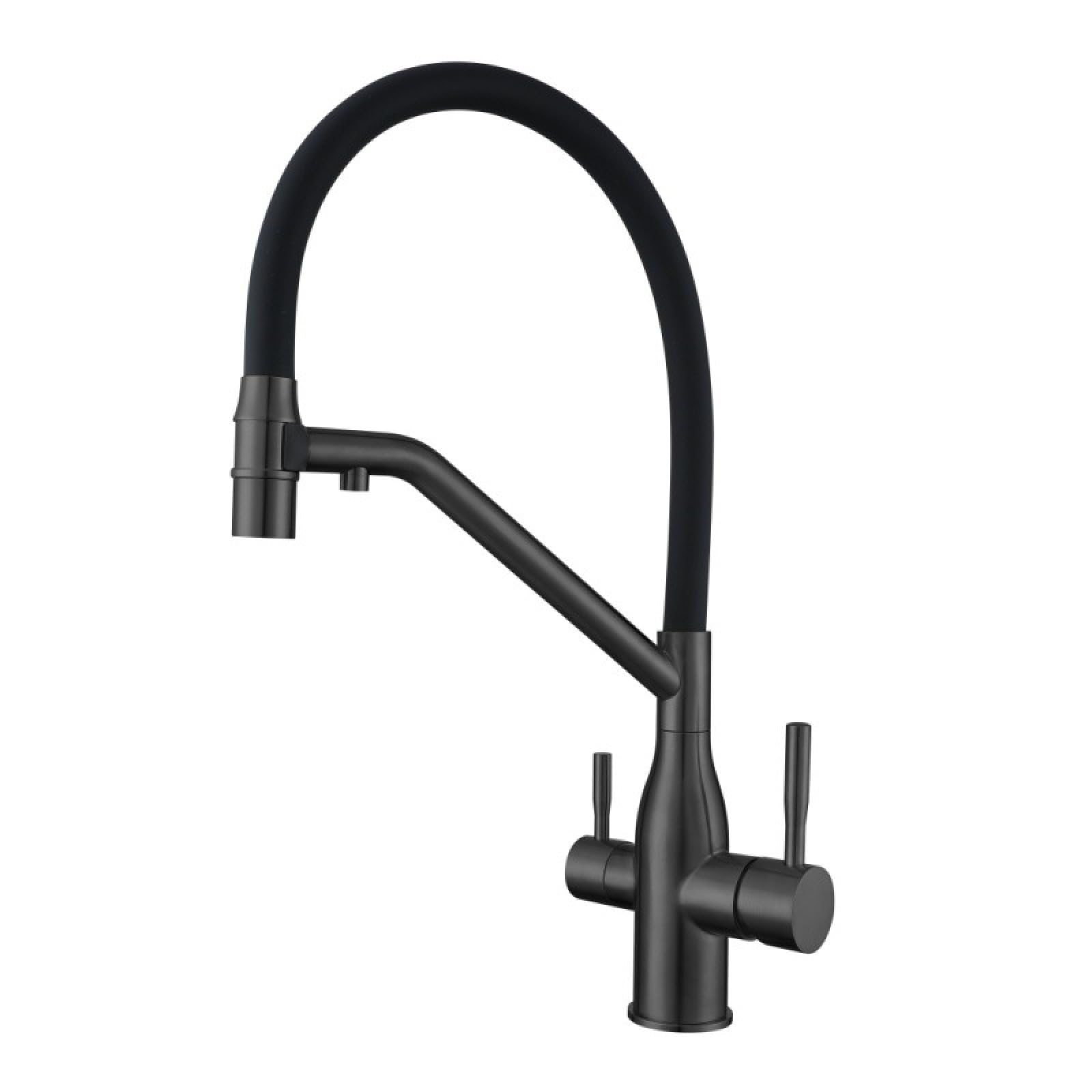 Fanjubei Black Ribbon-Striped Water Purification 304 Stainless Steel Kitchen Hot And Cold Tape Purification Faucet, Black Ribbon Purification
