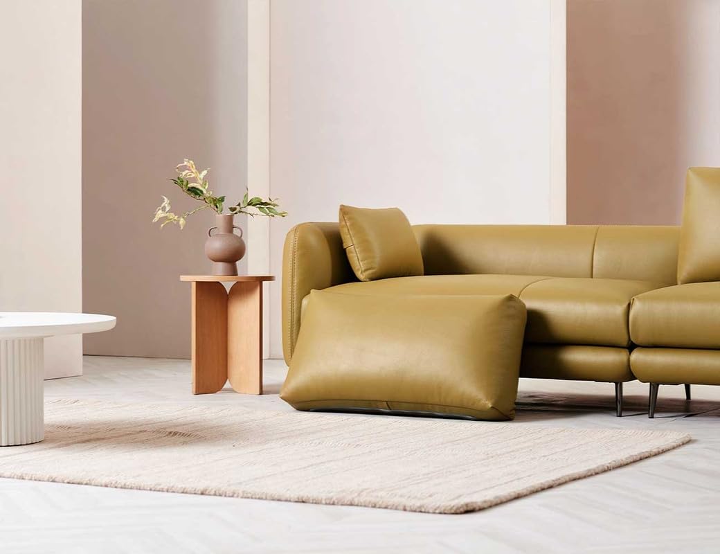 Fabrique Monst - 2 Seater Moden & Stylish Design Leatherette Sofa Set | Premium, Luxuries, Standard | for Living Room, Bedroom, Office, Hotel & Lounge | Comfortable Dark Yellow | 1+1 Sofa's 1