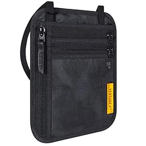 VENTURE 4TH RFID Blocking Travel Neck Wallet for Men & Women – Slim Minimalist Design Security Neck Pouch – Ideal Passport Holder to Keep Your Cash, Credit Cards, and Phone Safe When Traveling