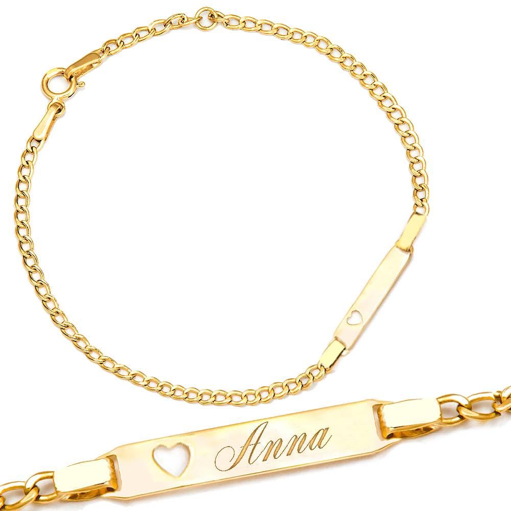 Sakrami Bracciale Holly con Cuore in Oro per bambina e bambino + Idea Regalo per Bambina e Ragazzina per Nascita, Battesimo e Comunione Occasioni Speciali + Confezione regalo