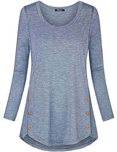 Quinee Maternity Shirts Fo Women, Ladies Round Neck Long Sleeve Winter Plus Size Nursing Breastfeeding Tops Irregular Hem Layered Functional Feeding Tunic Blouses Light Blue S #TOP1