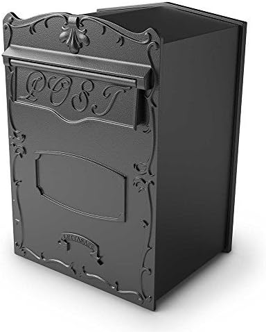 Qualarc LSF-LS01 Kingsbury Secure Rear Access Locking Mailbox Large Capacity For Masonry Walls, Columns Or Wood Fences, Black by Qualarc