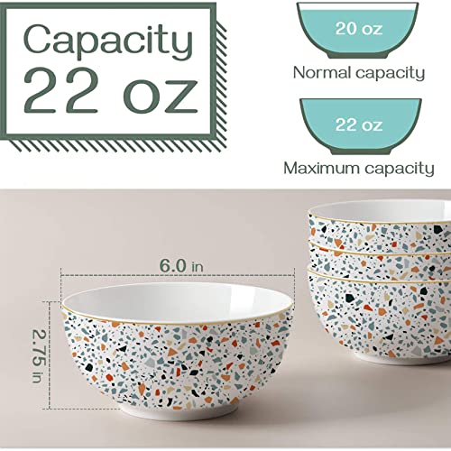 Leazul Ceramic Soup Bowls Cereal Bowl, 22 Ounce Bowls Set Chip Resistant Dishwasher & Microwave Safe Porcelain Bowls For Kitchen Terrazzo Marble Bowls For Cereal Soup Rice Pasta Salad Oatmeal Set Of 4 #TOP3