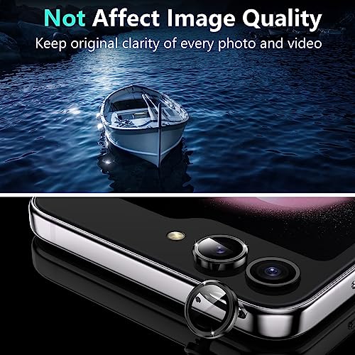 YWXTW [ 2023 Upgraded Alignment Tool for Samsung Galaxy Z Flip 5 Screen Protector, 2 Pack Inner Soft EPU + 2 Pack Front Tempered Glass + 2 PCS Metal Camera Lens Protector, Case Friendly