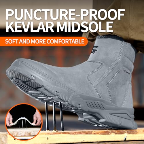 Image of Work Boots for Men Slip On Welding Boots for Men Indestructible Steel Toe Boots Men's Steel Toe Shoes Fireproof Safety Toe Shoes Construction Boots for Welder Men's Work Shoes.