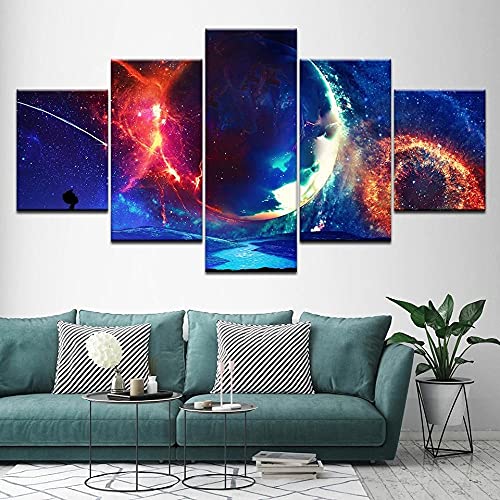Tableau deco murale salon YUANJUN triptyque paysage planetaire