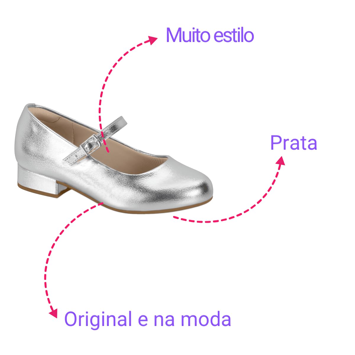 Sapato Infantil Molekinha Social Salto Metalizado Prata em promoção! Veja a oferta e mais achadinhos de Sapatos Infantis 4 Hoje é o melhor dia para comprar Sapato Infantil Molekinha Social Salto Metalizado Prata com aquele preço maroto! Promoção! Aproveite a oferta! 4