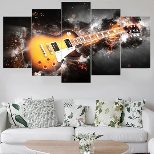 Guitare éclair abstraite en tableau déco pour cuisine et salon moderne