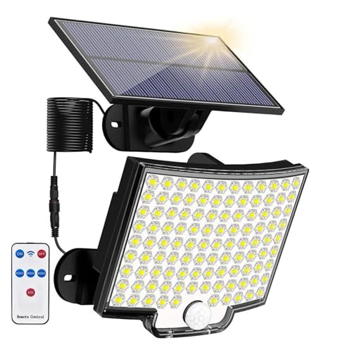 Luminária Refletor LED Solar, com Sensor de Movimento, Controle R...