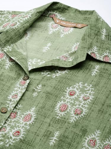 Image of feranoid Classic Collared Cotton Shirt with 3 /4 Sleeve for a Timeless Casual Look