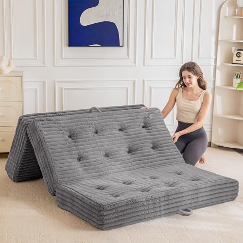 53% Off MAXYOYO Tri-Fold Mattress Sofa Bed, Queen, Grey