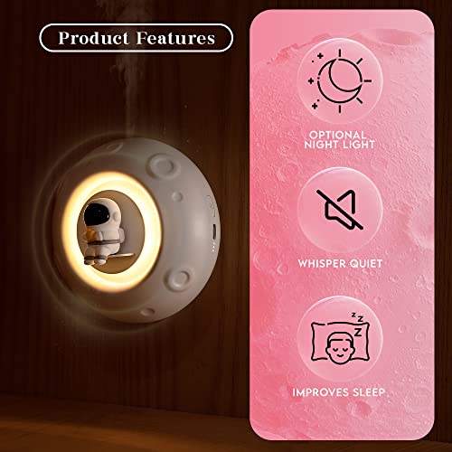 Lumoonosity Essential Oil Diffuser – White Aromatherapy Diffuser With Astronaut Led Night Light For Bedroom, Living Room, Nursery Room - Cute Wall Mounted Diffuser With Night Light For Baby, Kids #TOP2