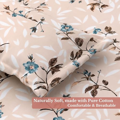 Image of Jaipur Weaves Bedsheet King Size 100% Pure Cotton Bed Sheet with 2 Pillow Covers, 240 TC Premium Bedding Set, Super Soft Cozy (Spring Tulips Pink, Super King)