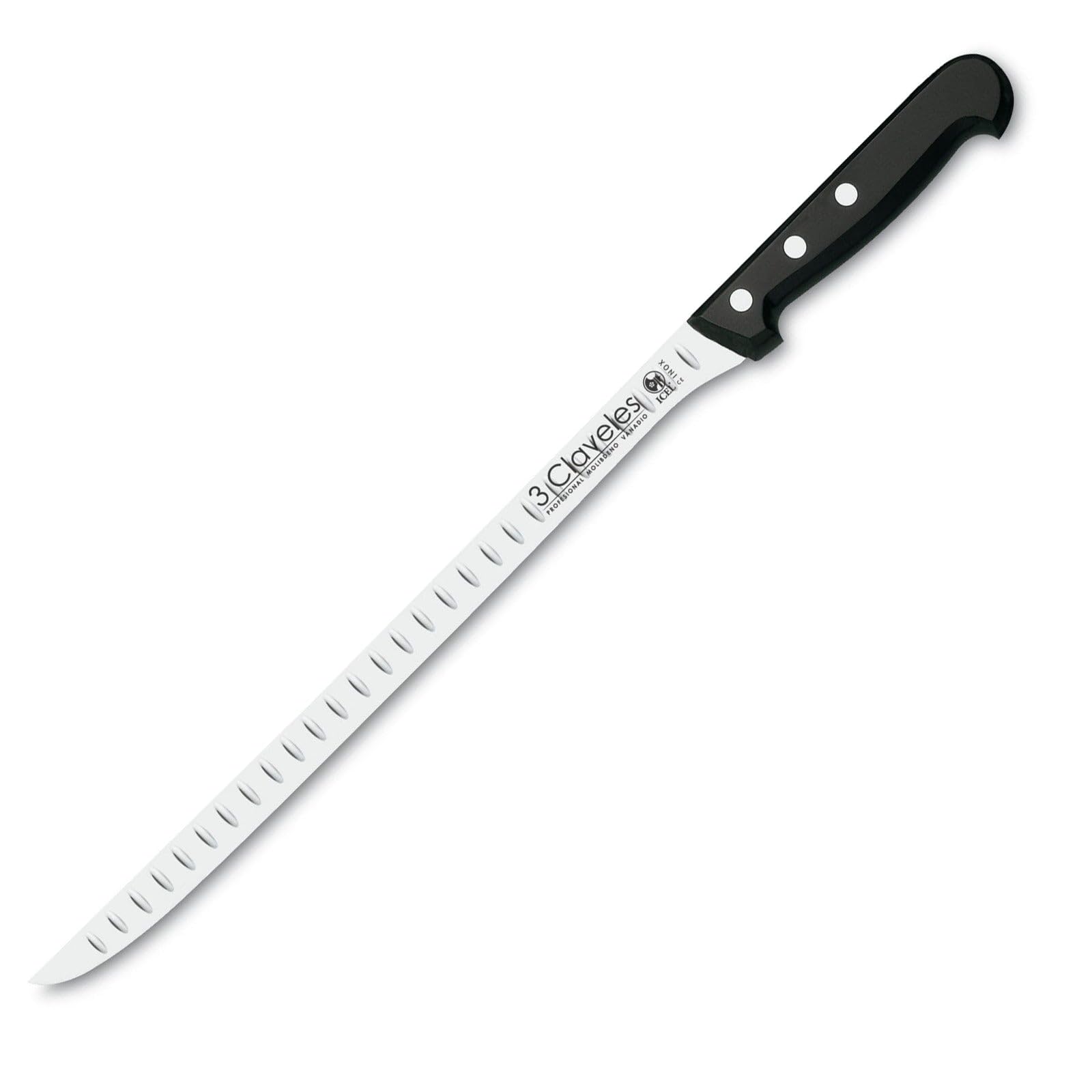 3 CLAVELES CUCHILLO JAMONERO ALVEOLADO I.Pom 24 cm - 9,5" D 3C