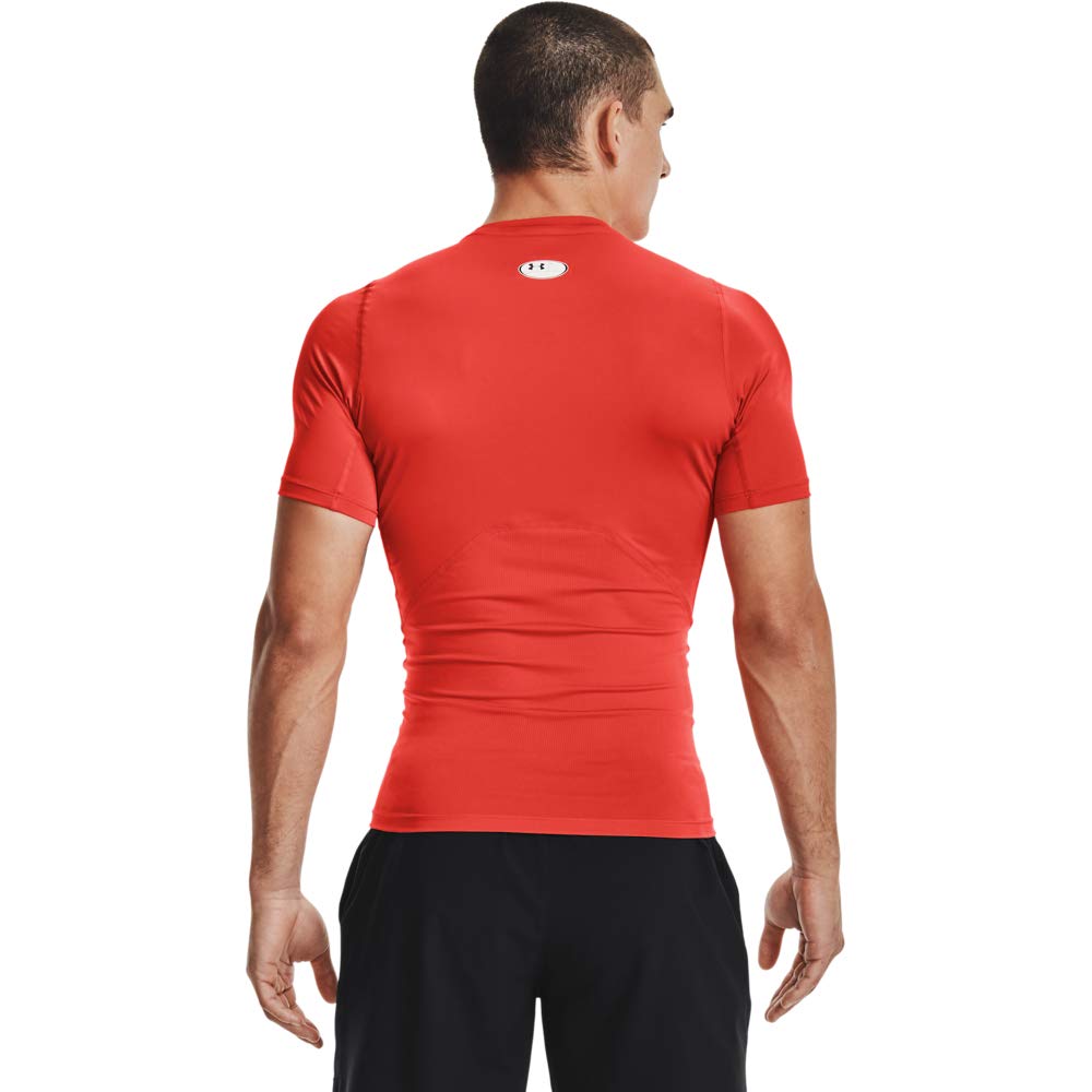 Under Armour Męska koszulka kompresyjna HeatGear z krótkim rękawem, ciemny pomarańczowy (860)/czarny, L, Ciemnopomarańczowy (860)/czarny, L