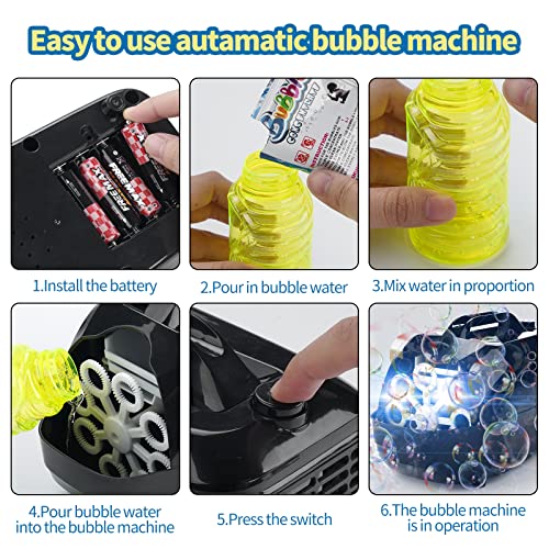 Bubble Machine Automatic Bubble Maker 5000+ Bubbles W/Light,Remote Control Bubble Blower Toys W/Bubble Solution For Summer Outdoor Birthday Wedding Party For Boys Girls Gift #TOP2