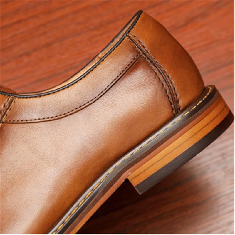 Retro Large Size Leather Shoes Men's Comfortable Rubber Soft Sole Business Formal Men Handmade Oxford Lace Up Shoes 7