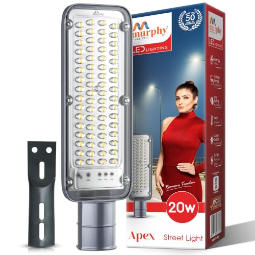 Image of Murphy Apex 20W LED Street Light | 6500K Cool White | IP68 Waterproof | 4kV Surge Protection | Outdoor Road & Pole Light | 2 Year Warranty | Pack of 1
