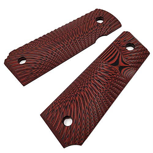 Cool Hand 1911 Full Size G10 Slim Grips, 3/16" Thin, Big Scoop, Ambi Safety Cut, Sunburst Texture, Brand, Red/Black Hh1S-J6S-15 #TOP3