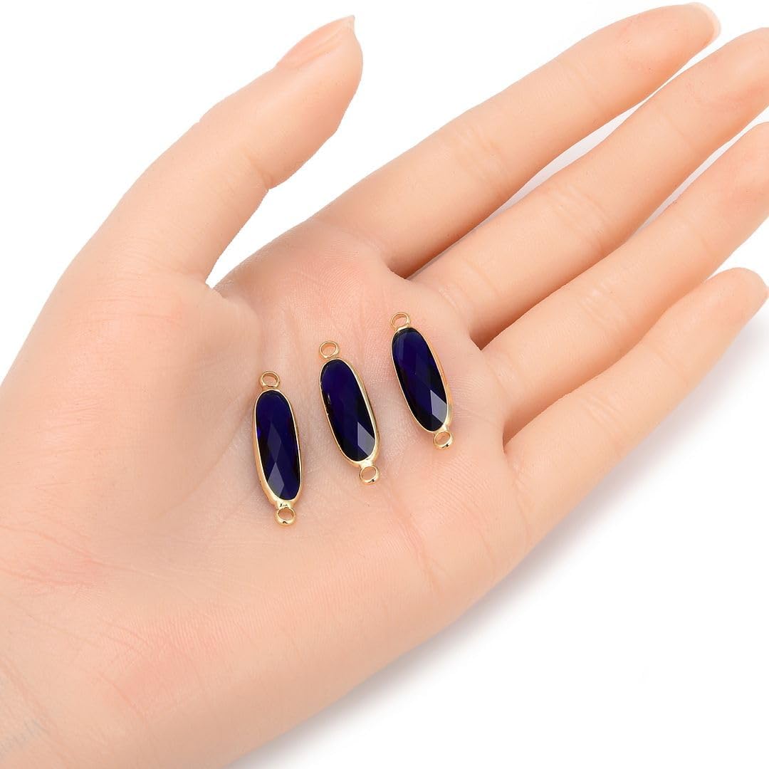 10pcs Adabele Grade A September Sapphire Blue Birthstone Connector Link 21mm Rectangle Bar 18K Yellow Gold Plated Crystal Rhinestone Bead for DIY Craft Jewelry Making CCP9-G9 - Image 2