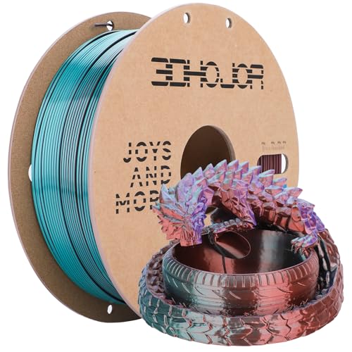 Image of 3DHoJor Silk PLA Filament 1.75mm Triple Color PLA 3D Printer Filament 3 in 1 Coextrusion 1KG Spool(2.2lbs) 3D Printing Filament Dimensional Accuracy + /- 0.03mm-Copper Purple Green