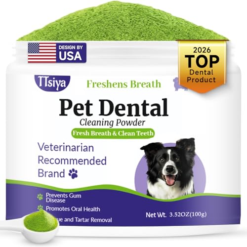 TTsiya Dog Dental Cleaning Powder - Probiotic Dental Care freshens Breath, Controls Plaque, and removes Tartar.for All Dog Breeds.100g