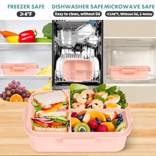 YOYTOO Bento Lunch Boxes for Kids, 1200 ml BPA-Free Leak-Proof Children Food Containers with 3 Compartments, Back to School Students Daycare Lunches Snack Container - Image 5